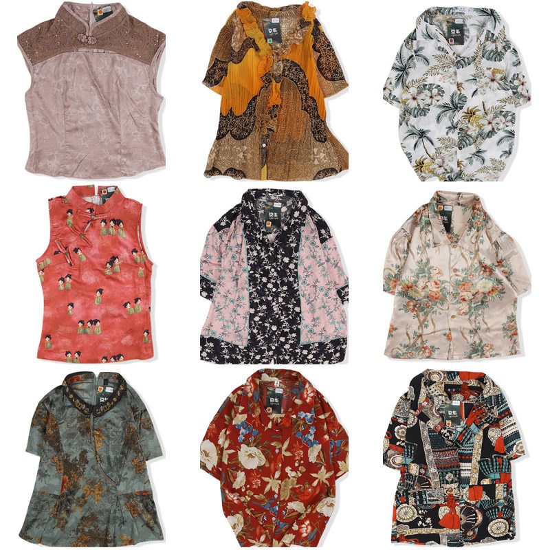 vintage日系复古着港风宽松衬衣油画巴洛克短袖碎印花衬衫男女946