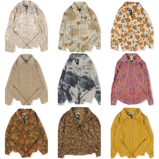 vintage日系复古着港风宽松衬衣油画巴洛克长袖 男女750 碎印花衬衫