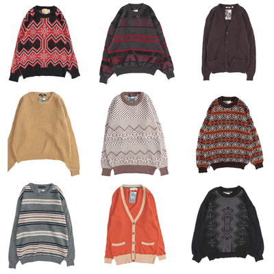 古着vintage复古羊毛衫套头V圆领