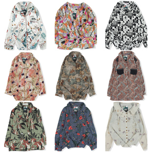 vintage日系复古着港风宽松衬衣油画巴洛克长袖 男女616 碎印花衬衫