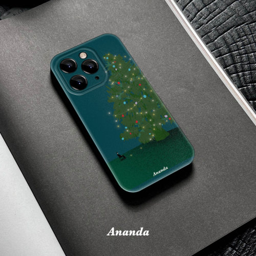 圣诞孤独氛围手机壳苹果15promax圣诞树iPhone14高级感13mini小众8plus7菲林16精孔全包防摔软壳11新款不撞款