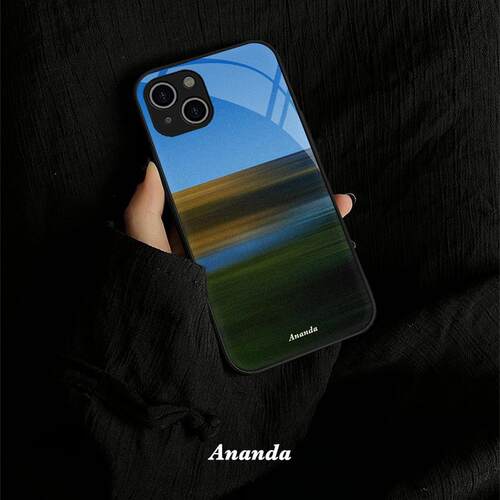 蓝绿自然高级简约小众手机壳适用iphone16promax苹果12PRO治愈11PRO液态钢化玻璃全包软15/14防摔保护套华为3