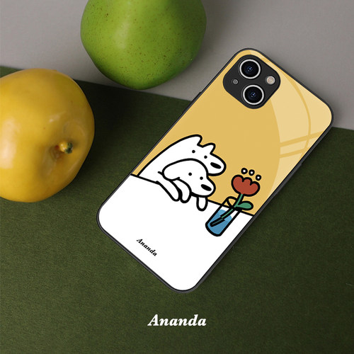 治愈插画小狗狗情侣手机壳iphone15promax苹果16全包14液态玻璃菲林13软壳12闺蜜小众趣味可爱保护套华为P60