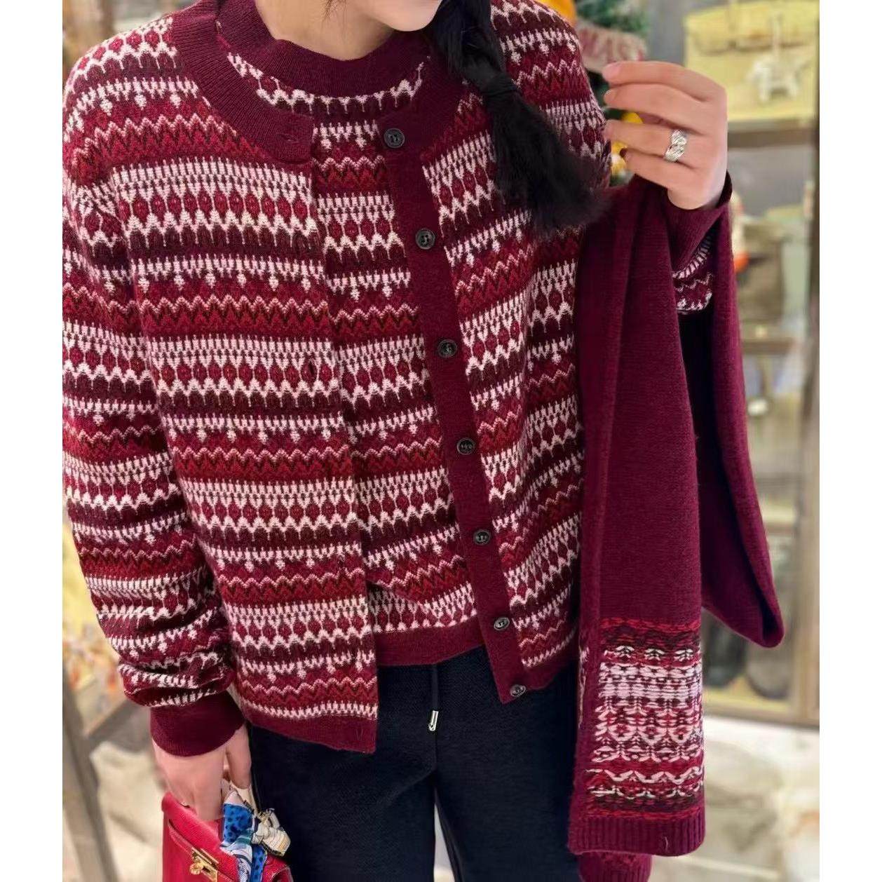 定制100羊毛衫2025春新款时尚百搭圆领长袖针织衫女宽松显瘦上衣