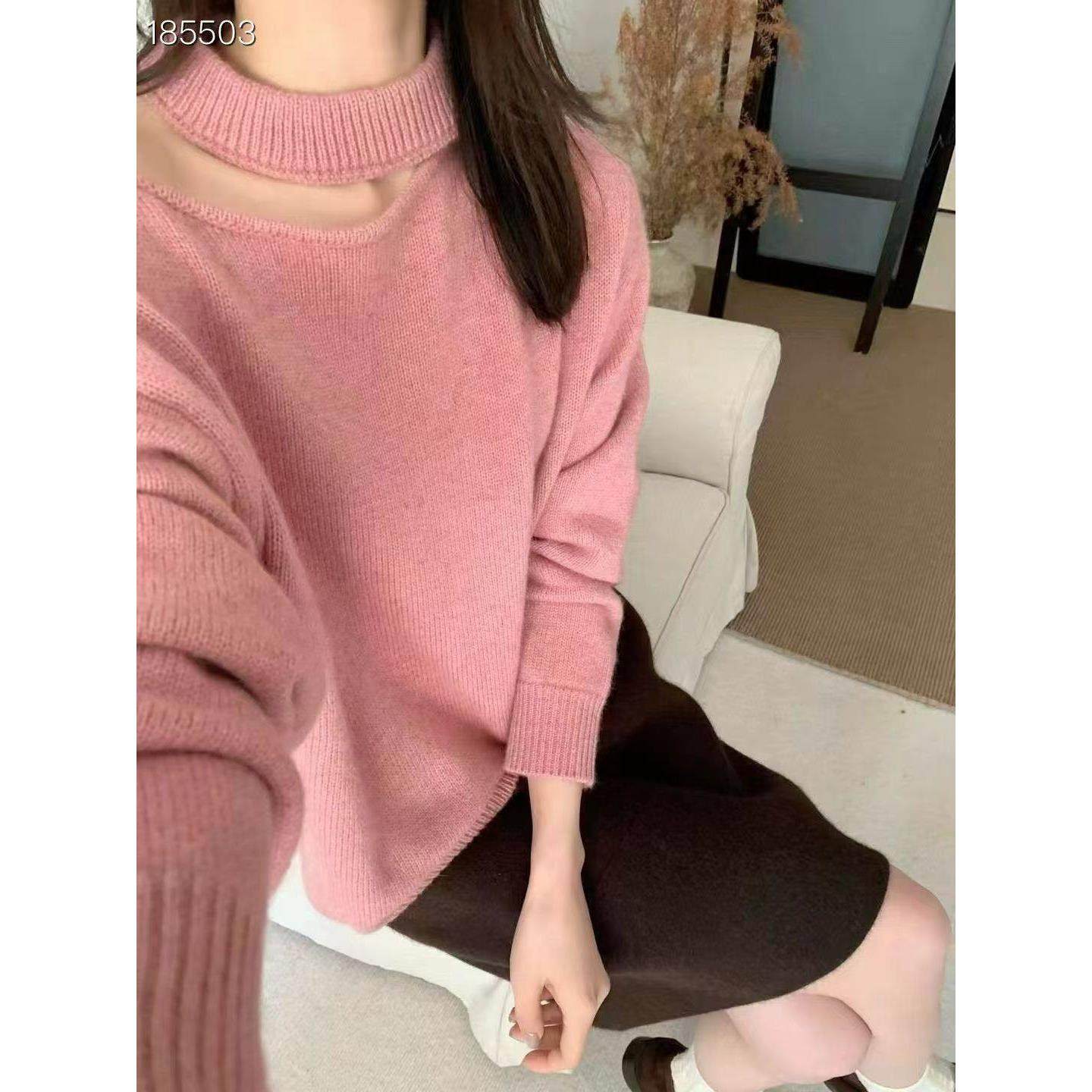 定制100羊毛衫2025春季新款时尚百搭圆领长袖针织衫宽松显瘦上衣