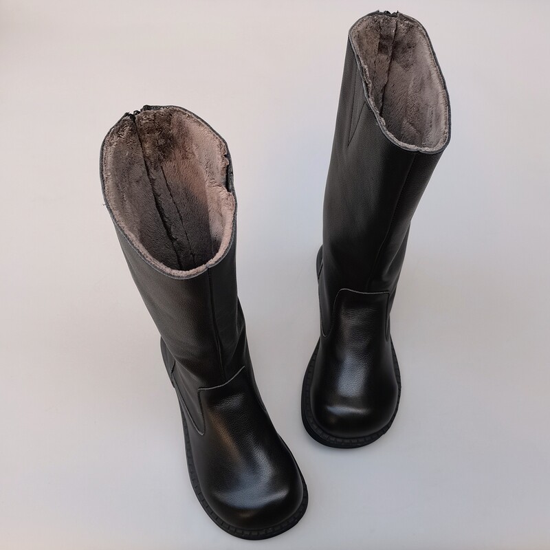 真皮纯皮女靴加绒棉长高筒宽大头层牛皮外贸羊皮毛一体骑士靴冬季,女鞋,骑士靴,淘宝优惠券,粉丝福利购,淘宝优惠卷