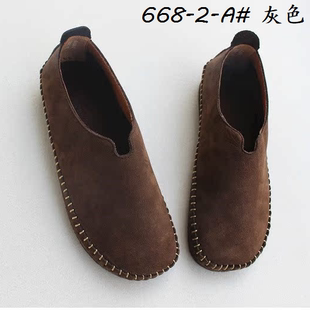 夏季 清仓 真皮头层牛皮外贸透气软底面复古森女手工单鞋 女鞋 断码