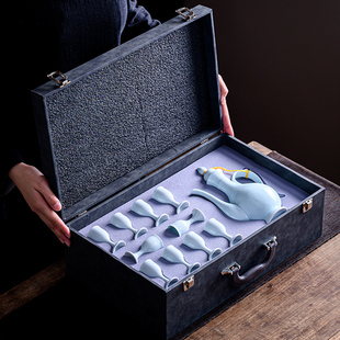 陶瓷中式白酒杯酒具套装古风酒壶仿古代高脚杯小酒盅一口杯礼盒装