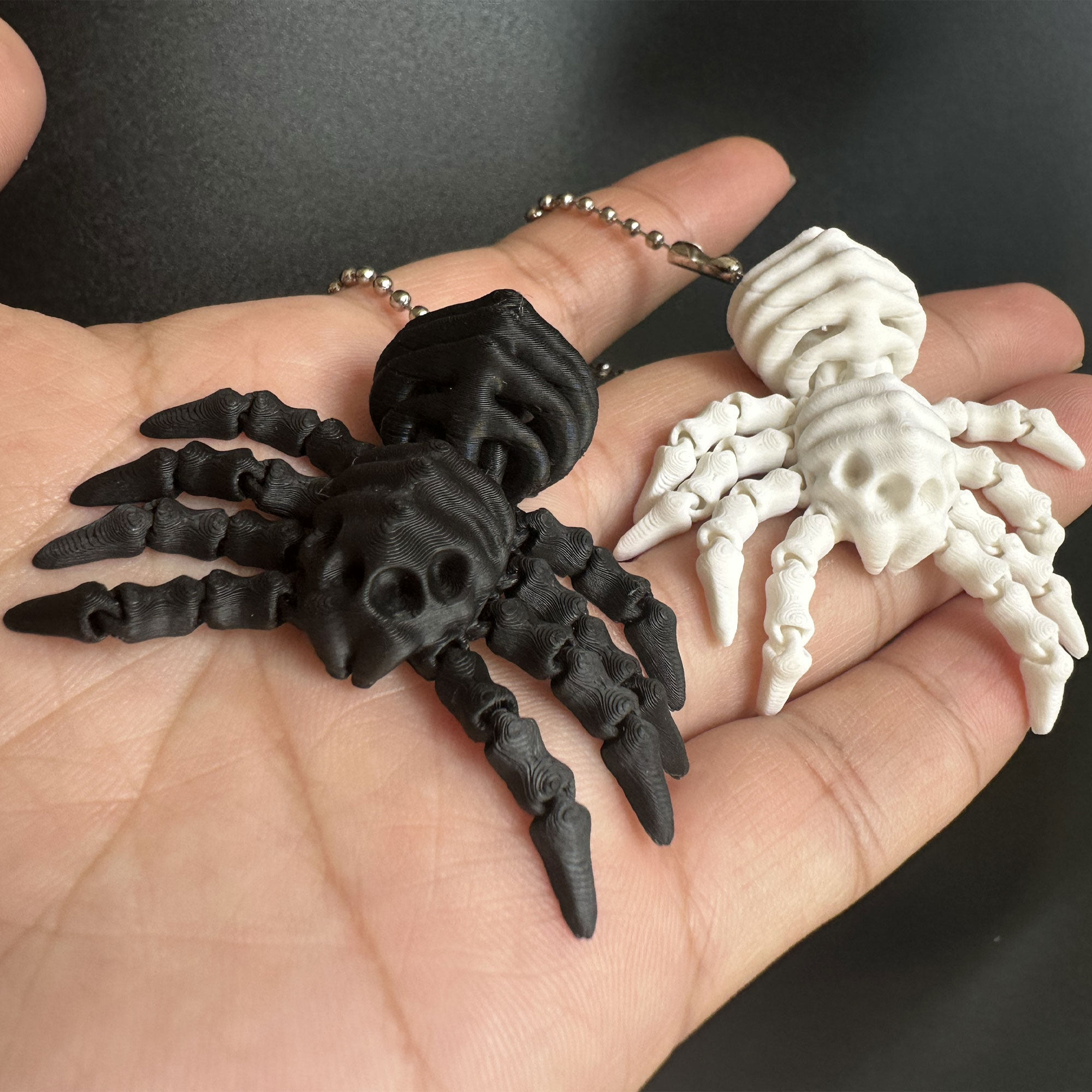 爆款钥匙扣3D打印全关节可动一体成型骷髅蜘蛛万圣节装饰书包挂件