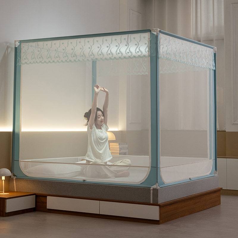 防摔蚊帐2025新款刺绣家用卧室蒙古包免安装儿童婴儿防掉床全包底