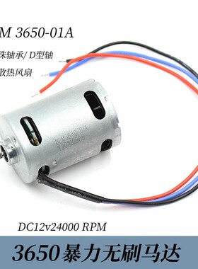BLM3650无刷电机DC12V24000转高速马达 双滚珠 内置散热风扇D型轴