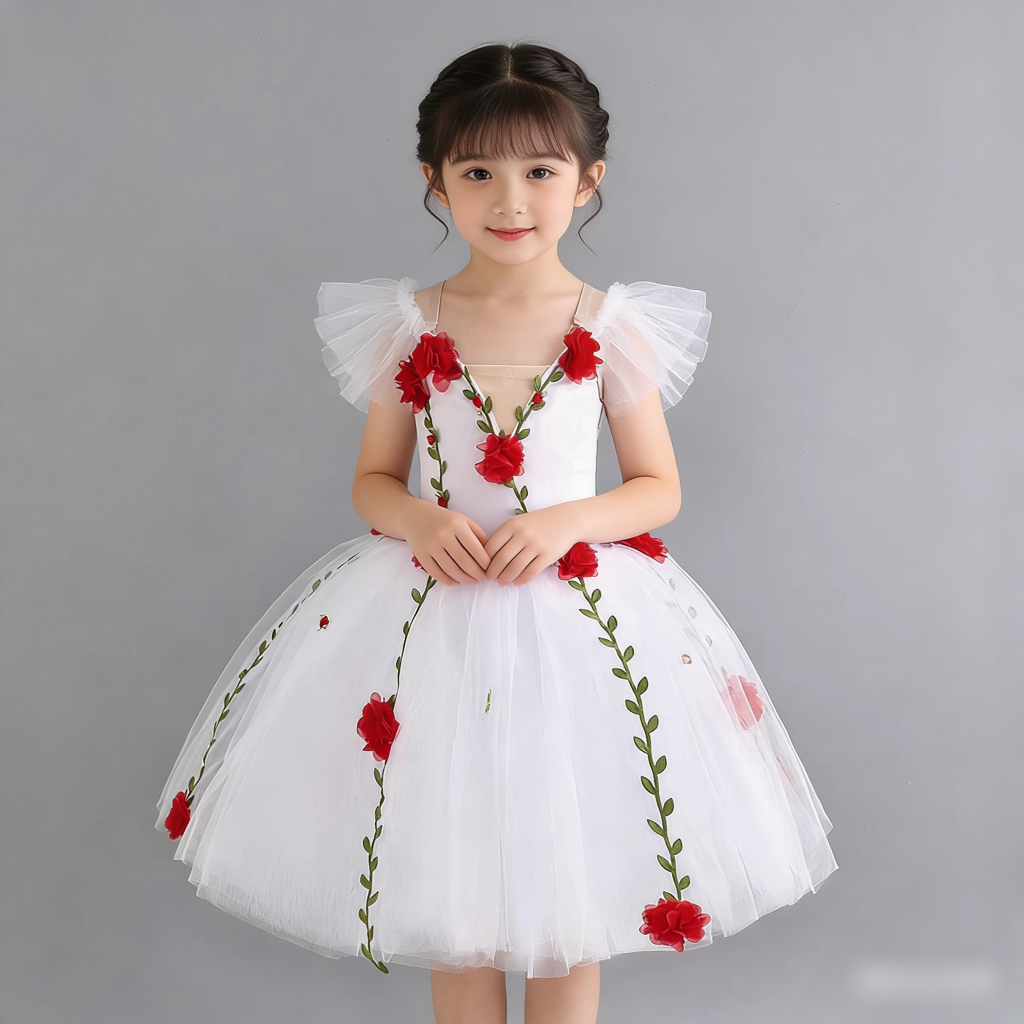 儿童芭蕾舞裙长款表演服天鹅湖专业吊带芭蕾纱裙女童小天鹅舞蹈裙