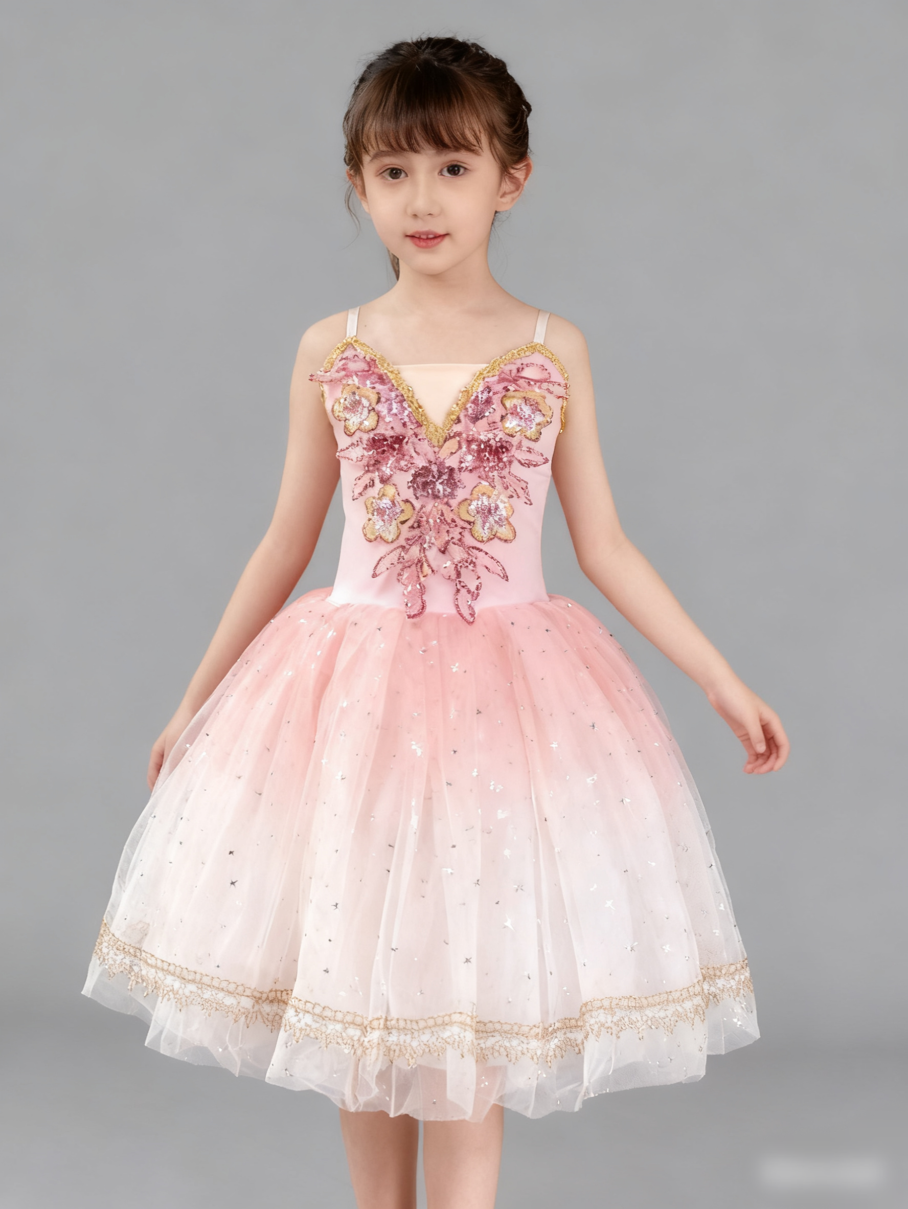 儿童成人芭蕾舞演出服渐变双色纱裙小天鹅鹅吊带蓬蓬裙芭蕾舞蹈裙