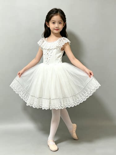 小西尔菲德芭蕾舞裙儿童定制比赛服白色长纱裙专业成人芭蕾演出服