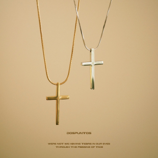 极简十字架项链基础款 激流 钛钢高保色情侣毛衣链 爱 DosPuntos