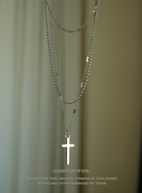 DosPuntos 少女的祈祷 三层多层十字架钛钢不掉色项链欧美hiphop