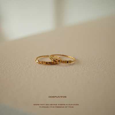 DosPuntos小众金色小方块戒指