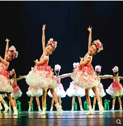 小荷风采舞蹈花儿你好舞蹈表演服六一儿童演出服女孩粉可爱蓬蓬裙