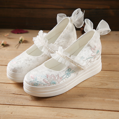 蝴蝶结汉元素lolita花边运动女鞋