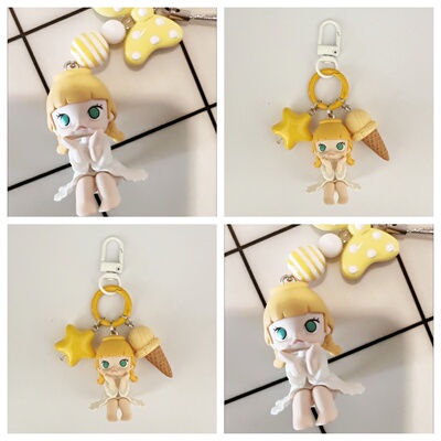 给你的惊喜molly改款钥匙扣小天使茉莉手机链食玩冰淇淋挂件