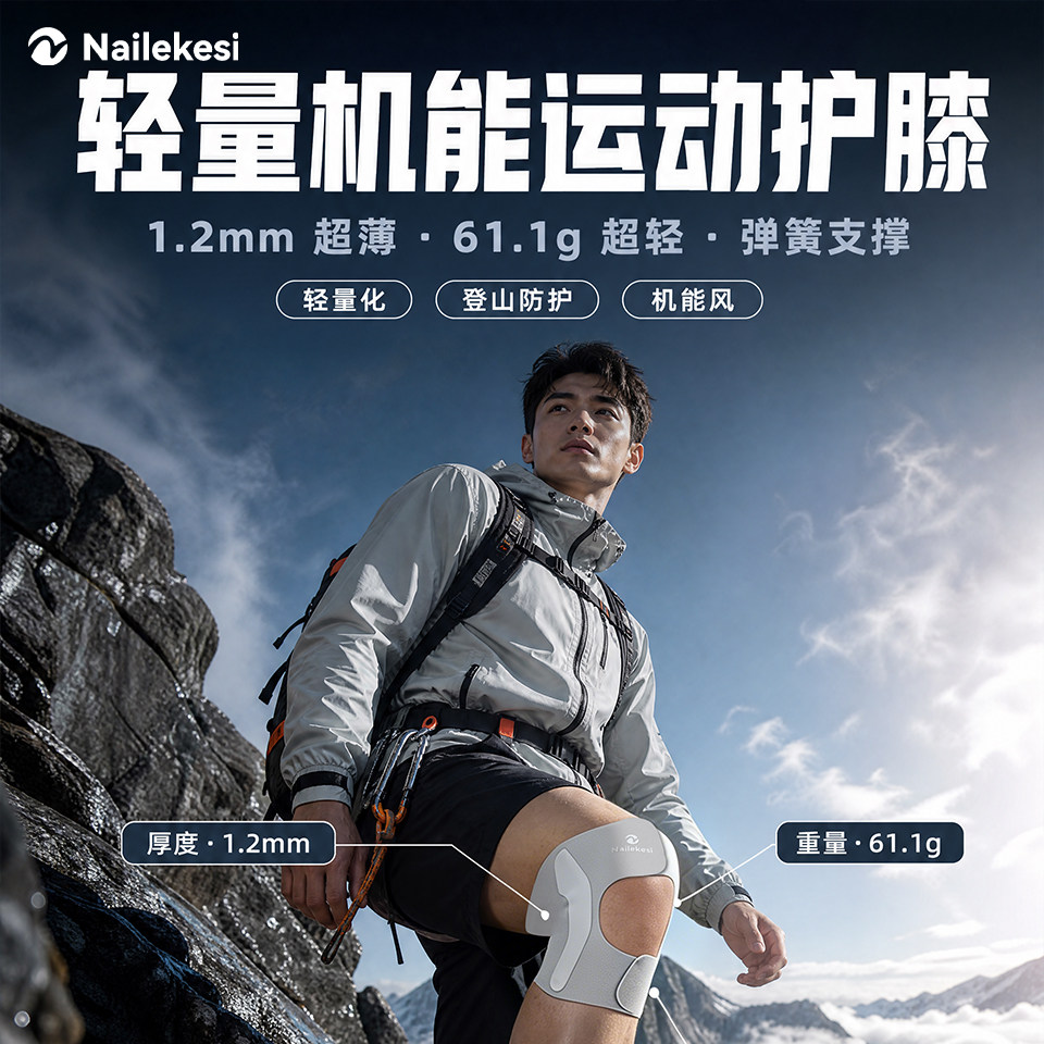 耐力克斯登山护膝爬山徒步专业男专用户外保护膝关节必备用品装备