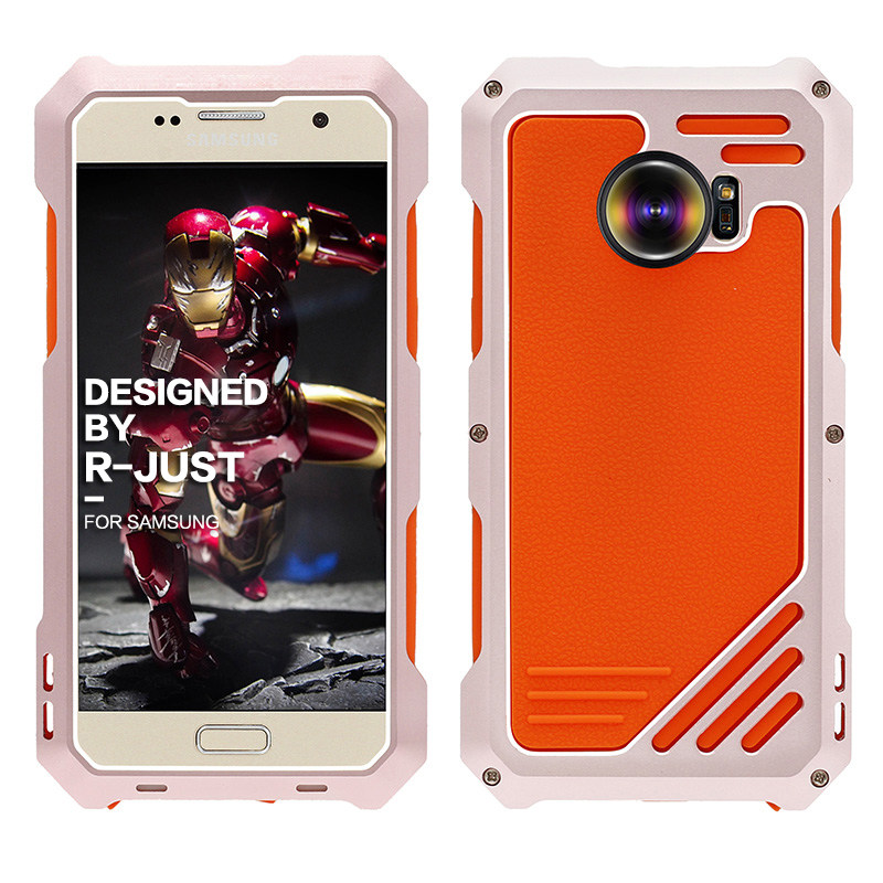 R-Just 3 in 1 Fisheye+Macro+Wide Angle Camera Lens IP54 Waterproof Dustproof Shockproof Silicone Aluminum Metal Heavy Duty Case Cover for Samsung Galaxy S7