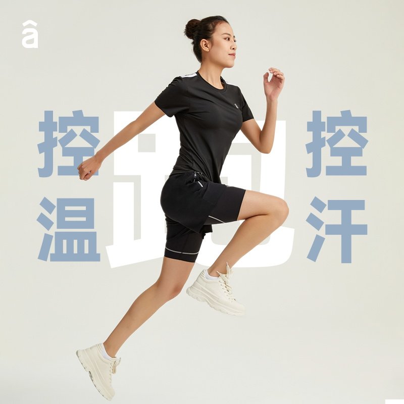 假两件骑行裤女高腰提臀瑜伽外穿五分裤紧身马拉松健身运动短裤子