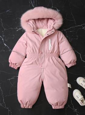 保暖加厚男童滑雪服连体衣