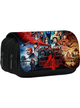 怪奇物语4Stranger Things双层翻盖笔袋涤纶儿童铅笔盒韩版文具袋