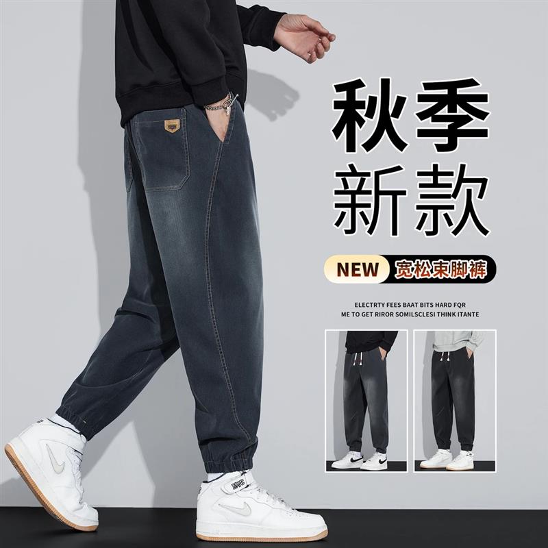彩洁休闲男装店秋季新款男士宽松束脚休闲裤时尚百搭哈伦工装裤子