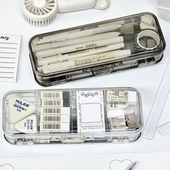 透明双层文具盒学生铅笔盒高级感日式 ins 笔袋收纳盒简约学霸同款