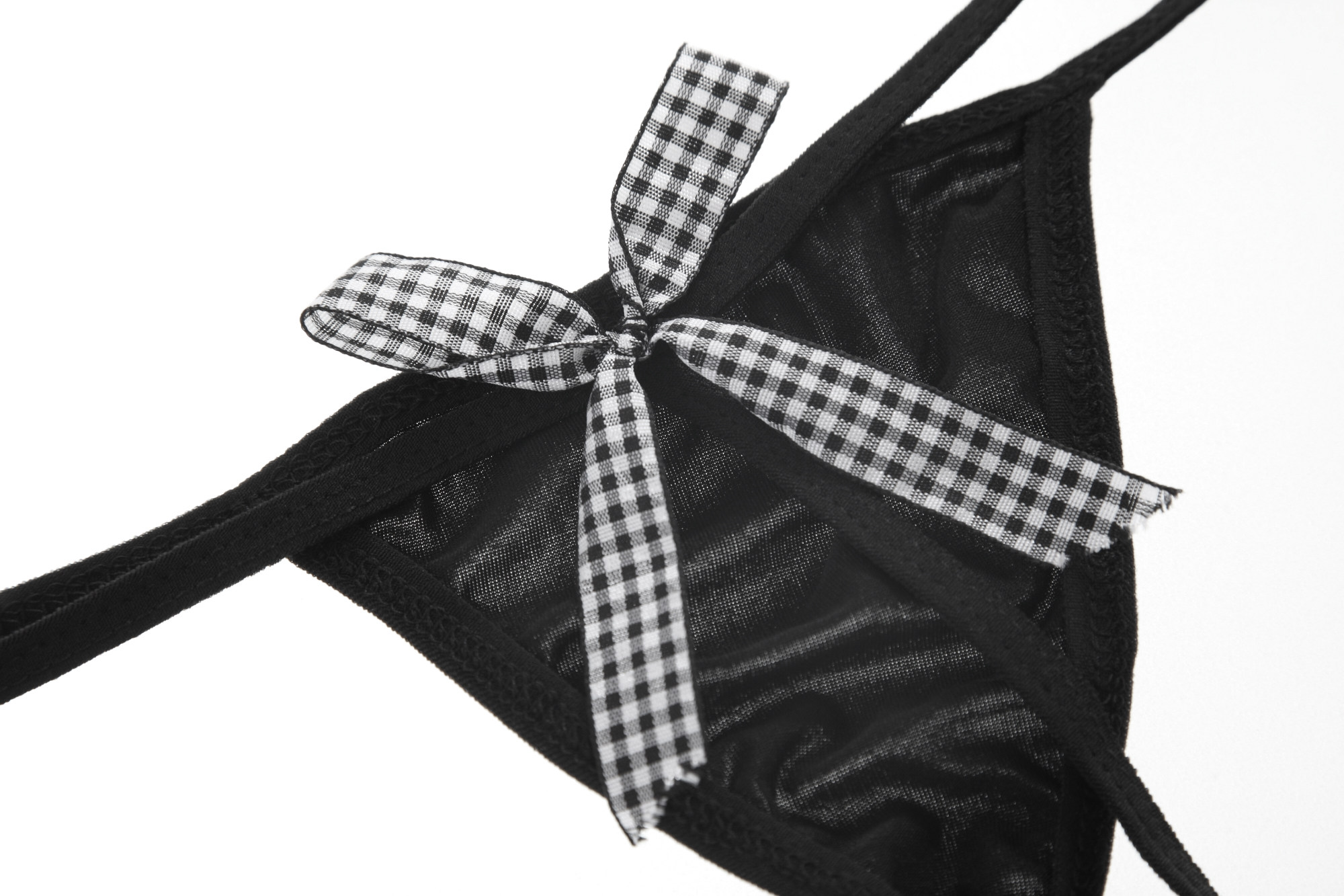 入谜 自制系带俏皮可爱后PP大蝴蝶结迷你比基尼少女胖次丁字裤