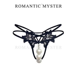 丁字裤 女性感纯欲蕾丝低腰诱惑大码 欧美3CM大珍珠内裤 入谜