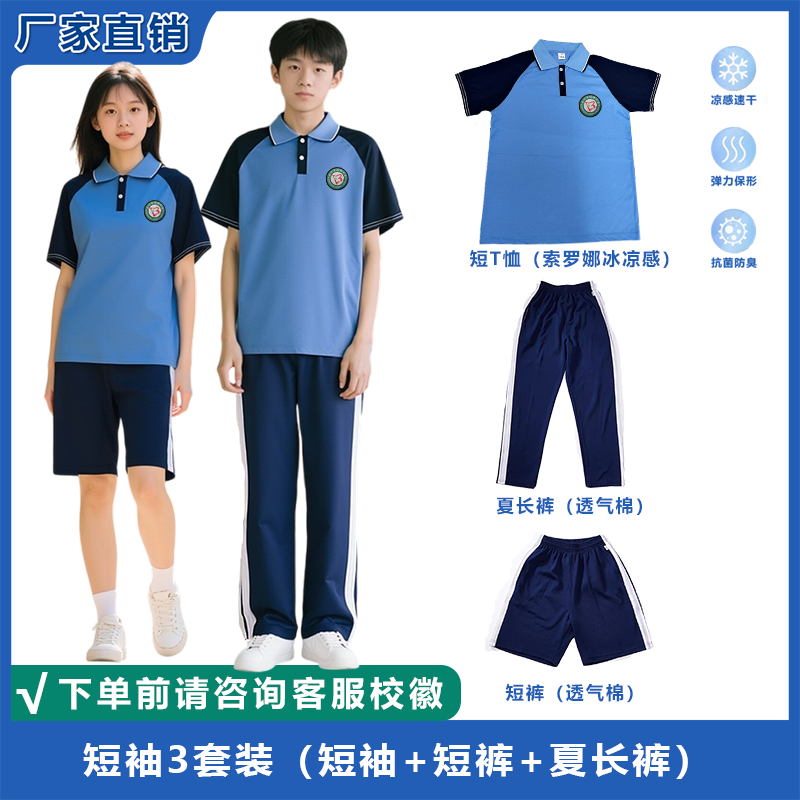厦门市思明区槟榔中学校服夏季班服运动初中上衣短袖索罗纳冰氧棉