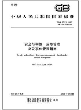 GB/T 37228-2025 安全与韧性 应急管理 突发事件管理指南
