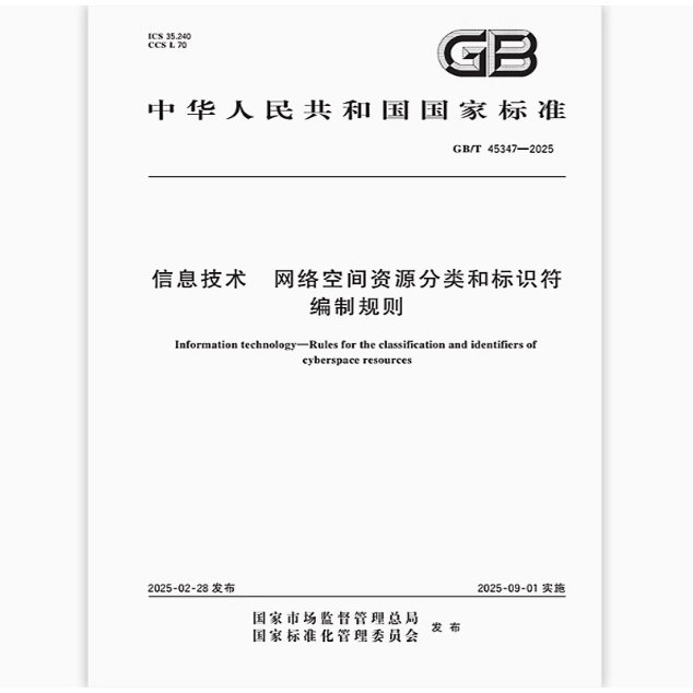 GB/T 45347-2025 信息技术 网络空间资源分类和标识符编制规则