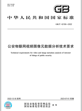 GB/T 42196-2022公安物联网视频图像元数据分析技术要求