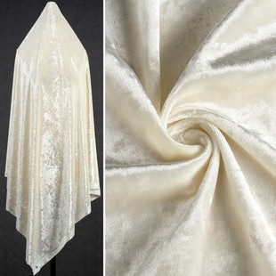 卫衣吊带裙礼服针织金丝绒DIY布料 时尚 仿醋酸金钻绒面料 米白色