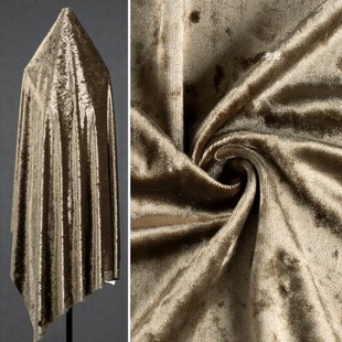 仿醋酸金钻绒面料 复古旗袍优雅高贵礼服弹力丝绒布料 罗汉果色