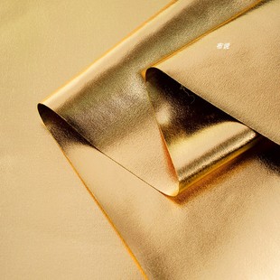 原创 双面金色弹力皮面料 两面亮金创意装饰服装设计师布料