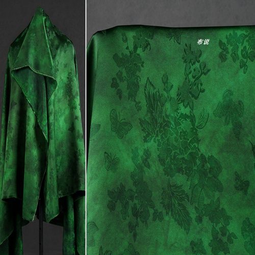 绿色香云纱中国风旗袍外套布料