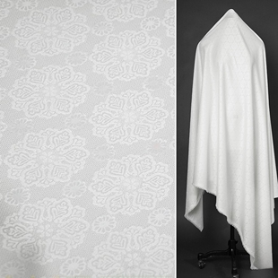 本白色 宝相花通透罗孔提花麻面料 春夏中式衬衫旗袍半裙服装布料