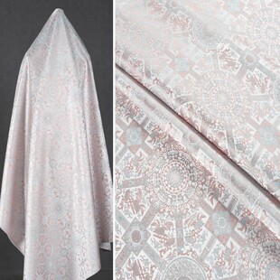 淡粉色灰色八卦图织锦缎提花面料 新中式马甲外套仿宋锦绸缎布料