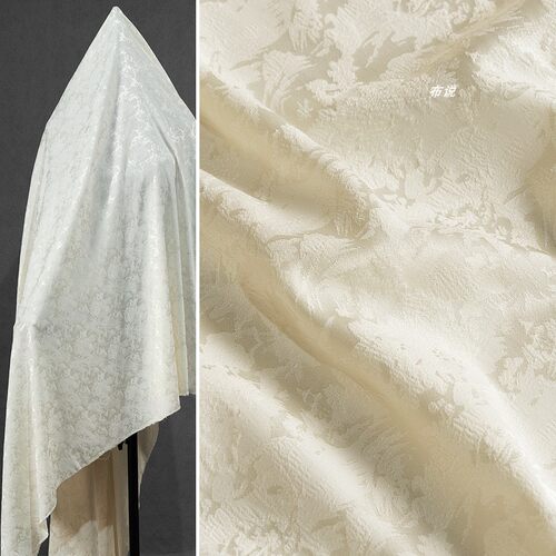 米色提花仿醋酸中国风丝滑柔布料