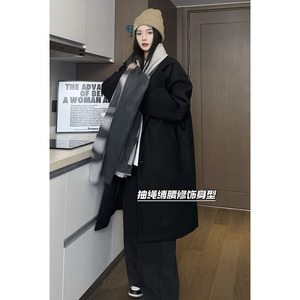 现货1014-FY631-P138中性风2025新款假两件可拆卸连帽毛呢大衣，男装毛呢大衣，星座1014