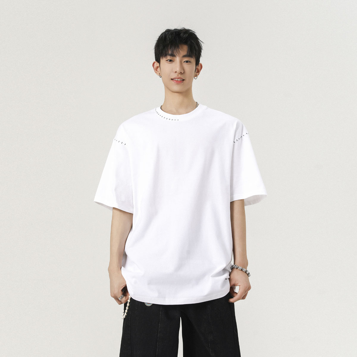 现货TT527-特p28高级感潮流圆领短袖t恤男宽松休闲半袖2025,男装T恤,星座1014