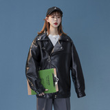1014-JK09-pu皮夹克情侣冬季加绒ins炸街机车服P108，男装夹克，星座1014