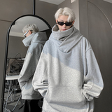 现货1014-WY796-P88社恐卫衣男秋冬季美式机能风高领连帽加绒加厚，男装卫衣，星座1014