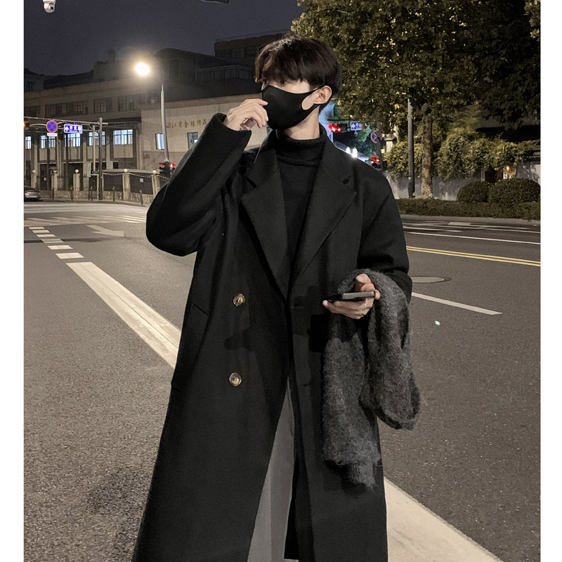 现货1014-FY607-P128得物直播精品秋冬毛呢大衣男中长款韩系风衣,男装风衣,星座1014