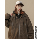 现货1014-MY7709-P148美式复古做旧PU皮衣棉服女2025新款冬季，男装皮衣，星座1014